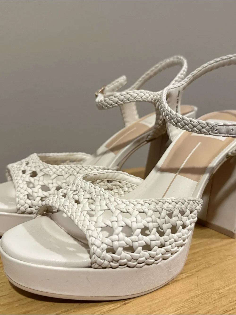 Dolce Vita White Braided Block Heel Sandals